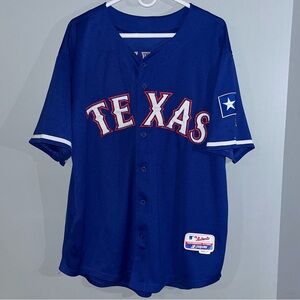 Texas Rangers Blue Josh Hamilton Sewn Throwback Majestic MLB Authentic Jersey
